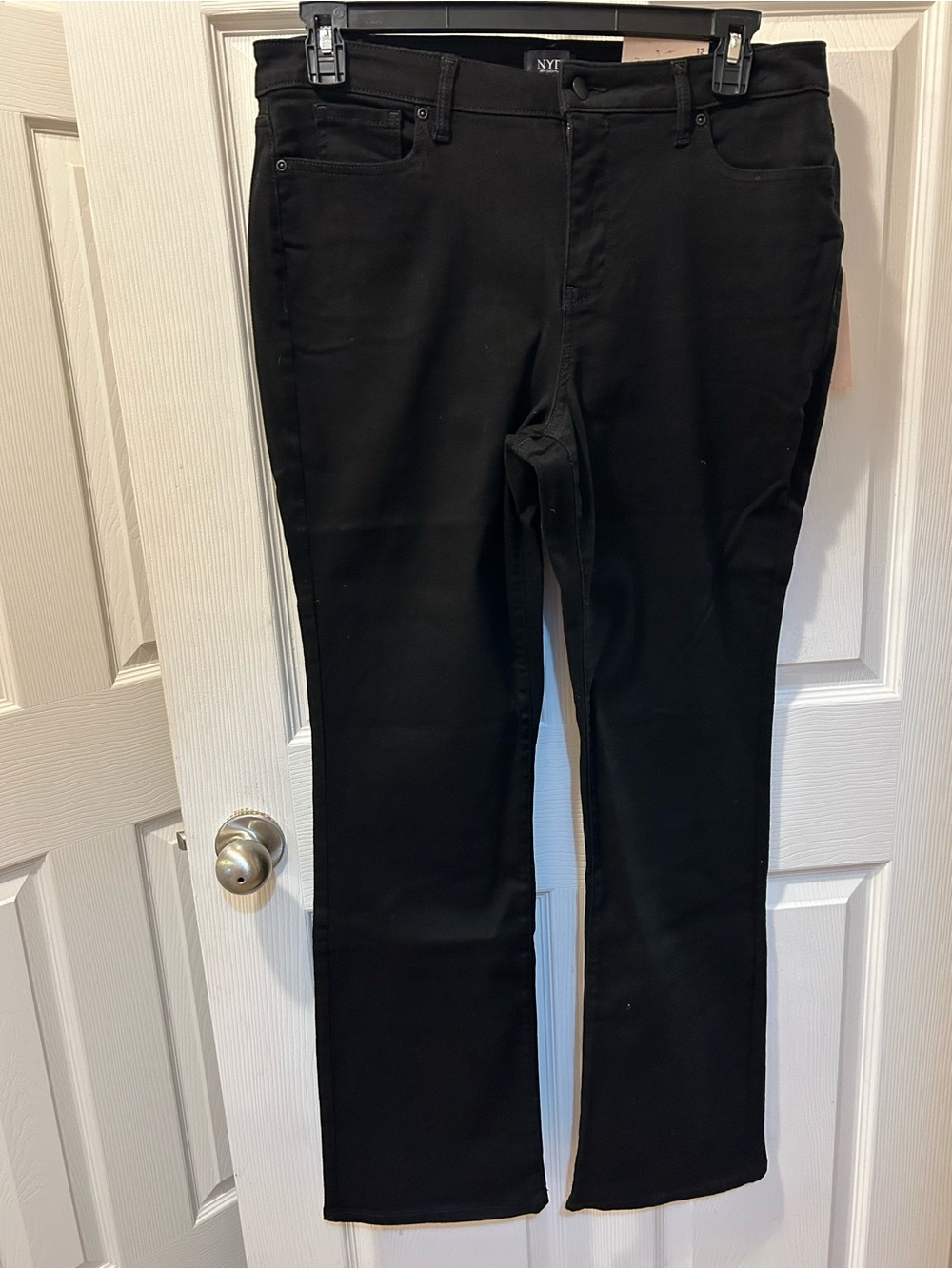 NYDJ Size 12 Womens Black Straight-Leg Barbara Bootcut Jeans NWT